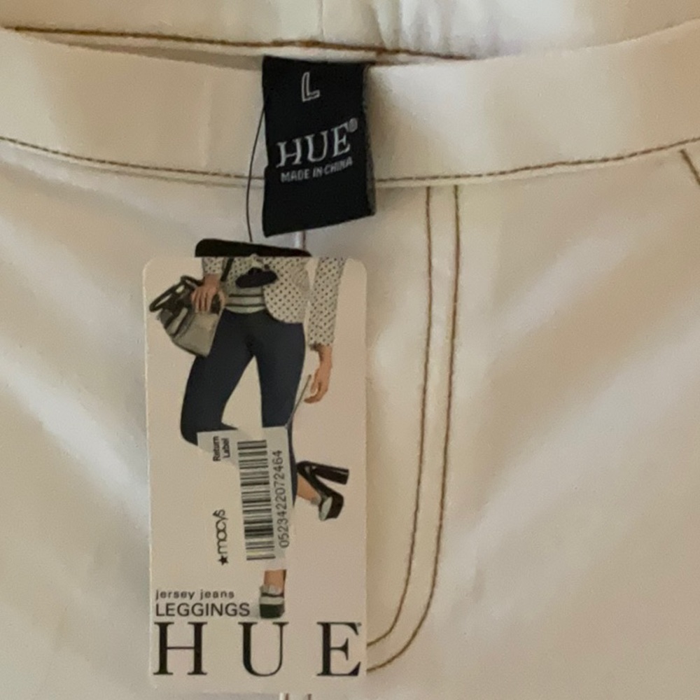 NWT$40 HUE Jersey Jeans Leggings White sz L